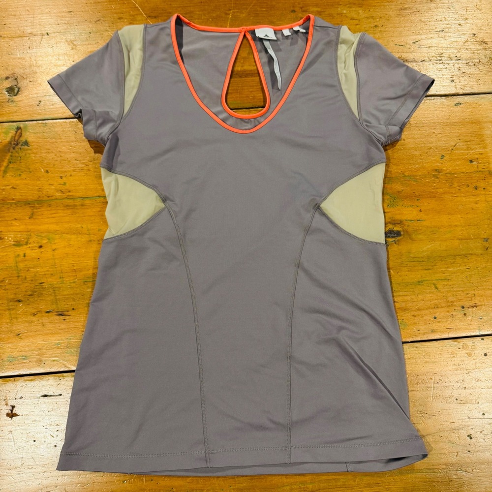 Adidas by Stella McCartney Grey Orange Mesh Keyhole Training Top Large ACD001